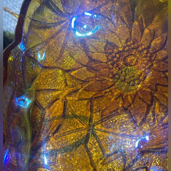 Vintage Indiana Glass Co. Marigold Carnival Glass Serving Dish - Picture 6 of 9